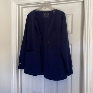 Figs Women's Navy Button-Up Medical Scrub Jacket